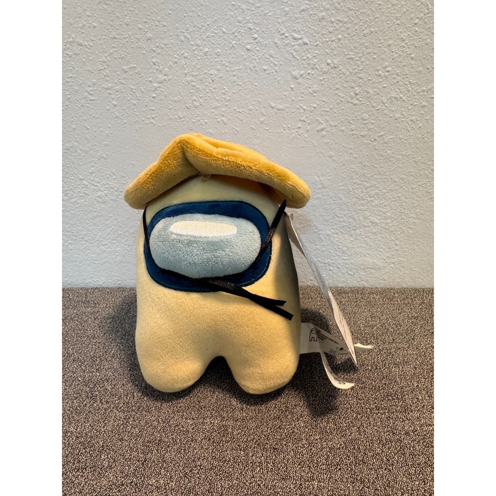 Just Toys Among Us Series 4 Yellow Crewmate Safari Hat Soft Stuffed Plush Toy